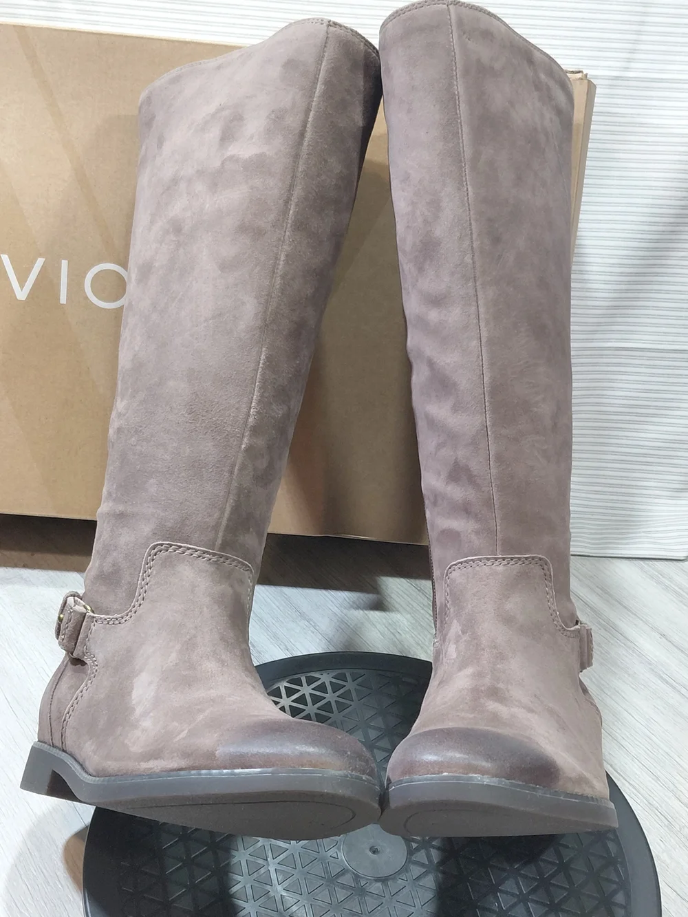 NEW Vionic Women's Rochelle Tall Knee High Taupe Brown Suede Leather Boots W8